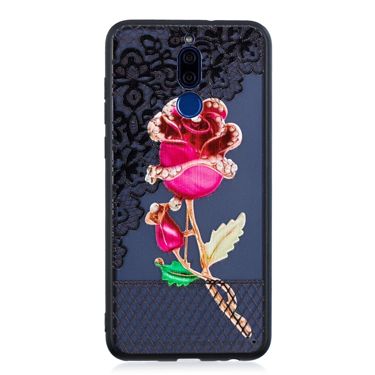 Embossment Lace Flower PC TPU Combo Mobile Phone Case for Huawei Mate 10 Lite - Rose-1