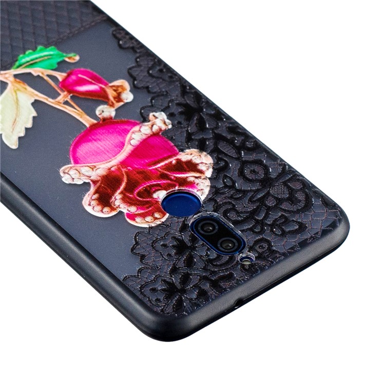 Embossment Lace Flower PC TPU Combo Mobile Phone Case for Huawei Mate 10 Lite - Rose-3