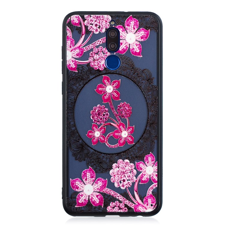 Embossment Lace Flower PC TPU Combo Mobile Phone Cover for Huawei Mate 10 Lite - Pink Flower-1