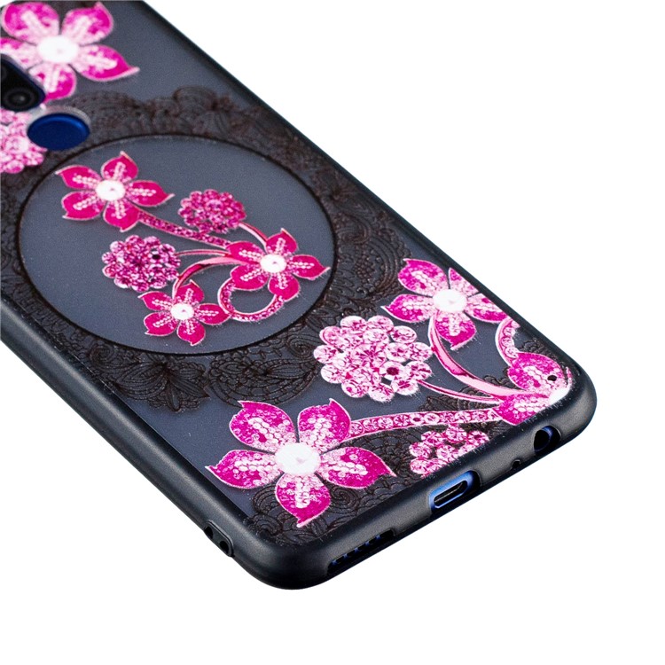 Embossment Lace Flower PC TPU Combo Mobile Phone Cover for Huawei Mate 10 Lite - Pink Flower-2