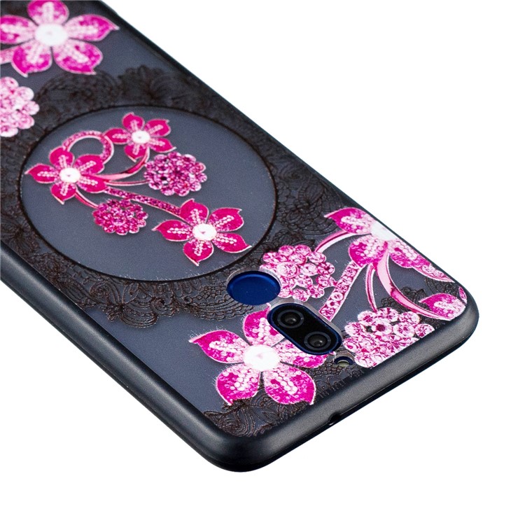 Embossment Lace Flower PC TPU Combo Mobile Phone Cover for Huawei Mate 10 Lite - Pink Flower-3