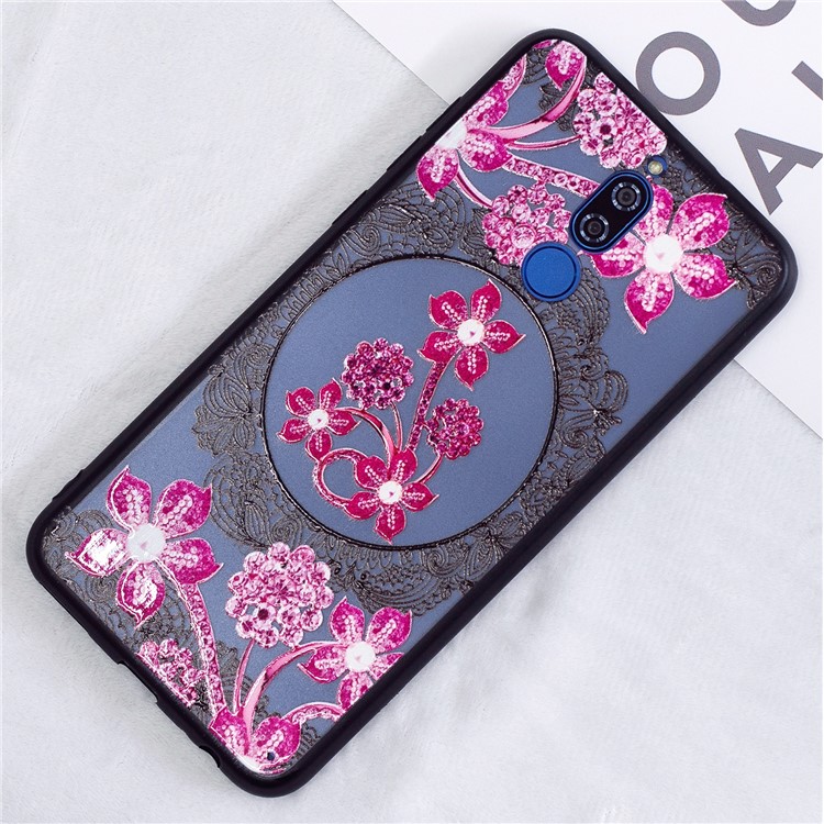 Embossment Lace Flower PC TPU Combo Mobile Phone Cover for Huawei Mate 10 Lite - Pink Flower-4