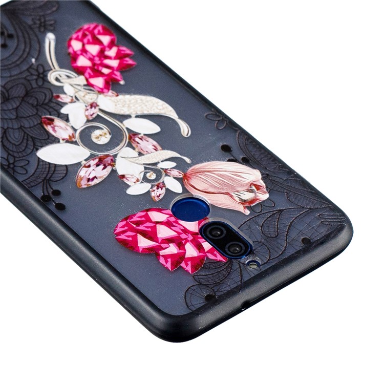 Embossment Lace Flower PC TPU Combo Mobile Phone Shell for Huawei Mate 10 Lite - Vivid Flower-3