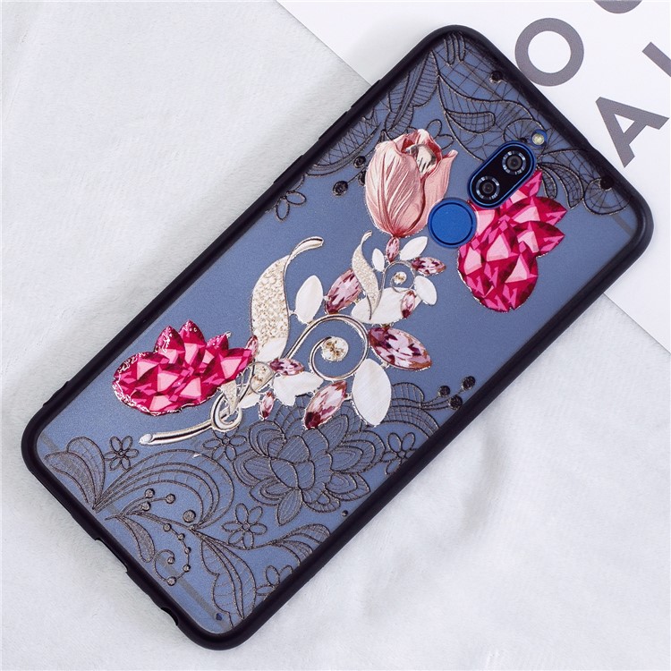 Embossment Lace Flower PC TPU Combo Mobile Phone Shell for Huawei Mate 10 Lite - Vivid Flower-4