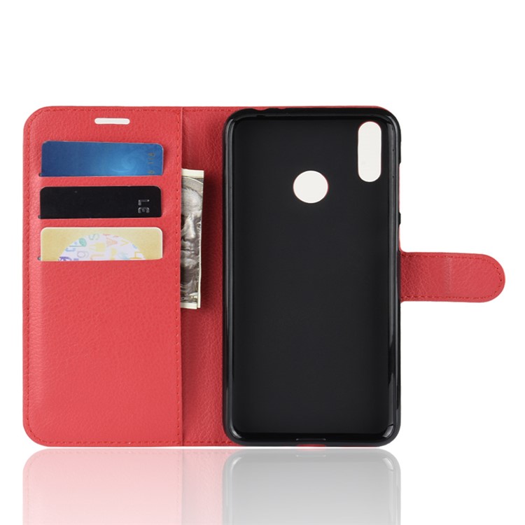 Litchi Texture Wallet Stand Protective Leather Shell for Huawei Honor 8C - Red-4
