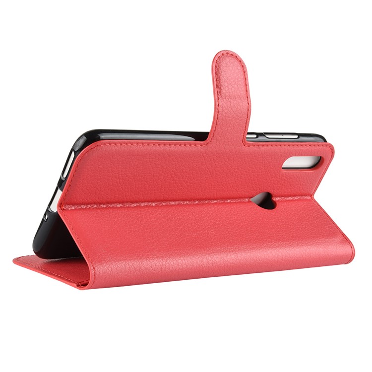 Litchi Texture Wallet Stand Protective Leather Shell for Huawei Honor 8C - Red-6
