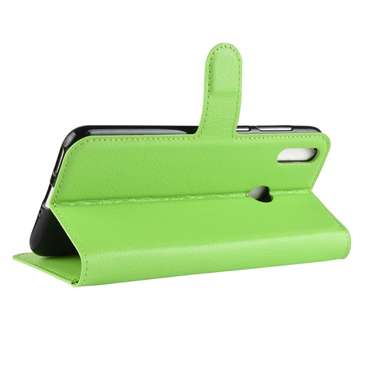 Litchi Texture Wallet Stand Flip Leather Phone Shell for Huawei Honor 8C - Green-6