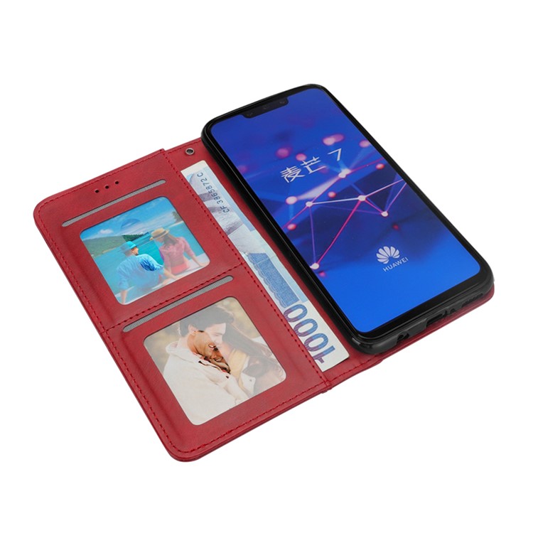 Flip Wallet Stand Leather Phone Cover for Huawei Mate 20 Lite / Maimang 7 - Red-8