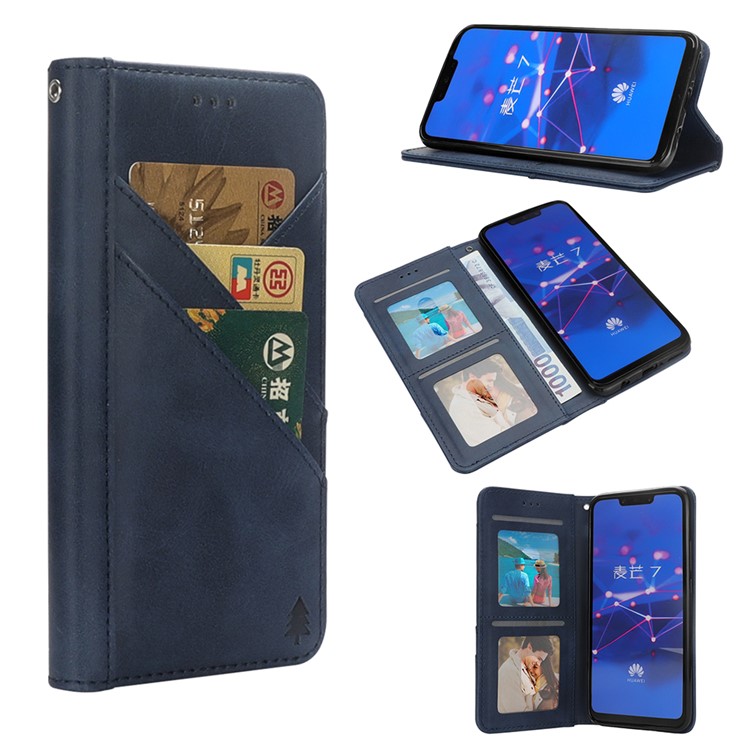 Flip Wallet Stand Leather Phone Shell for Huawei Mate 20 Lite / Maimang 7 - Blue-1