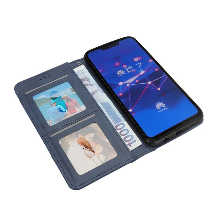 Flip Wallet Stand Leather Phone Shell for Huawei Mate 20 Lite / Maimang 7 - Blue-8