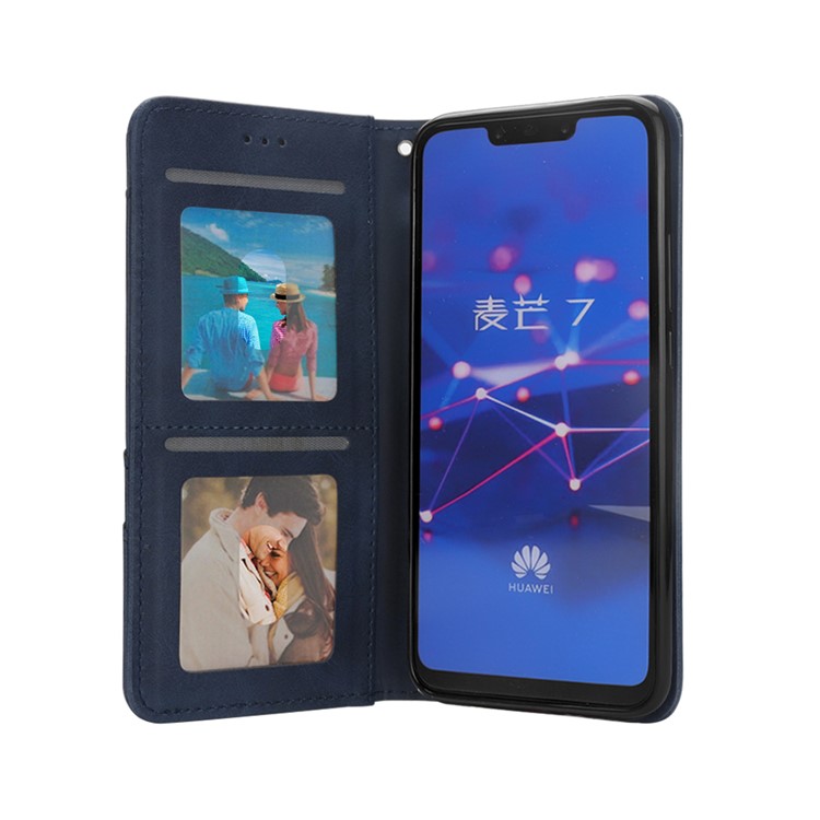 Flip Wallet Stand Leather Phone Shell for Huawei Mate 20 Lite / Maimang 7 - Blue-9