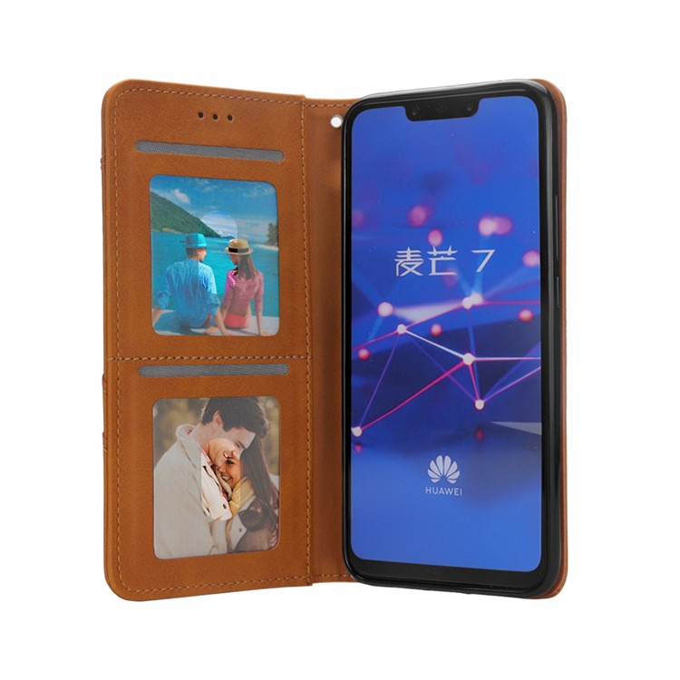 Flip Wallet Stand Leather Phone Casing for Huawei Mate 20 Lite / Maimang 7 - Brown-9