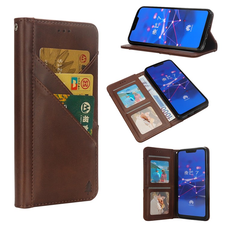 Flip Wallet Stand Leather Protective Case for Huawei Mate 20 Lite / Maimang 7 - Coffee