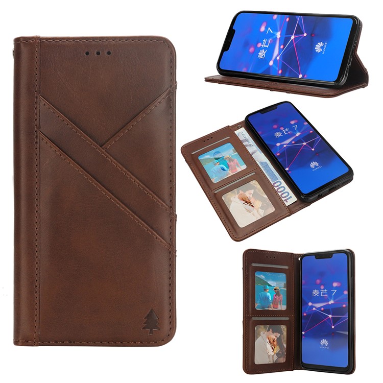 Flip Wallet Stand Leather Protective Case for Huawei Mate 20 Lite / Maimang 7 - Coffee-2