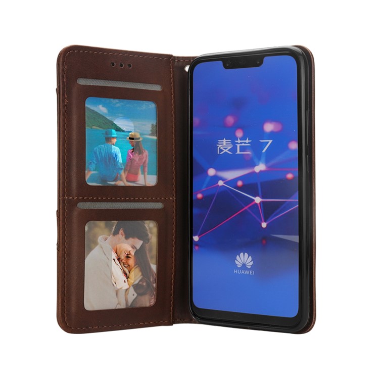 Flip Wallet Stand Leather Protective Case for Huawei Mate 20 Lite / Maimang 7 - Coffee-9