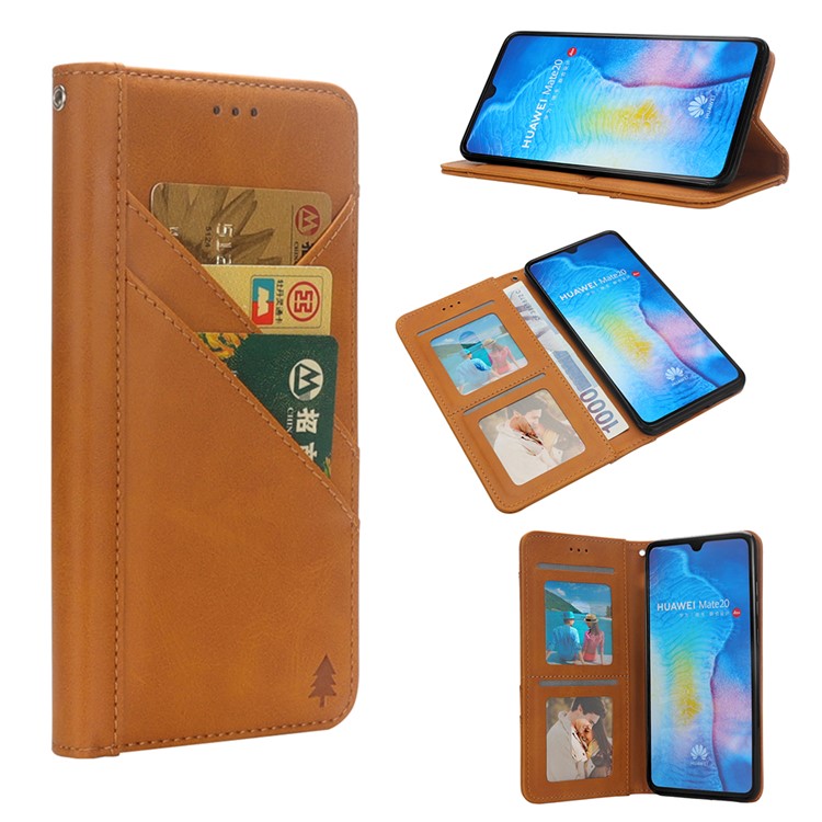 Flip Wallet Stand Leather Phone Casing for Huawei Mate 20 - Brown-1