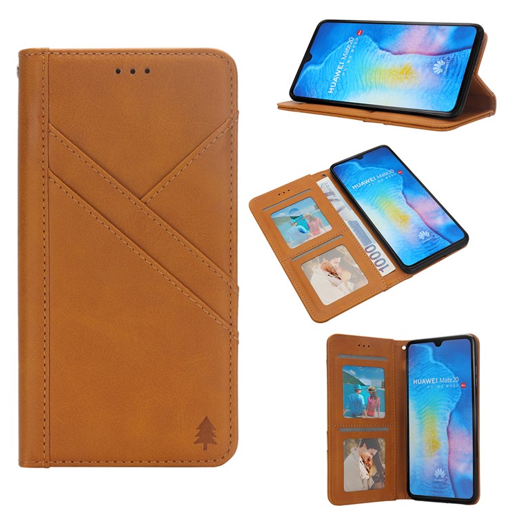 Flip Wallet Stand Leather Phone Casing for Huawei Mate 20 - Brown-2