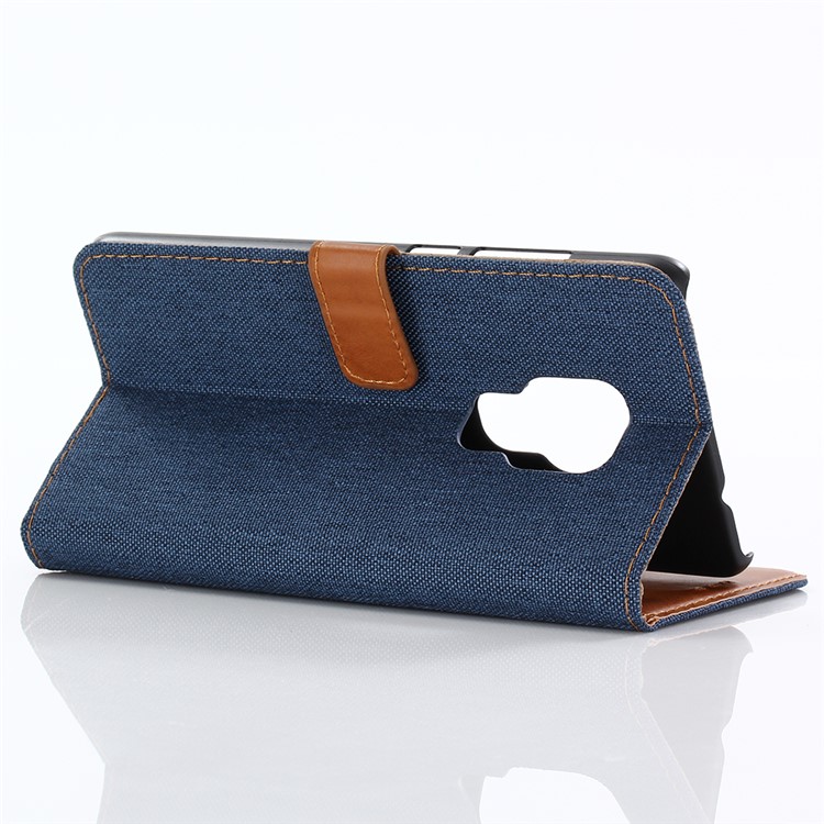 Oxford Cloth Wallet Stand PU Leather Cover for Huawei Mate 20 - Dark Blue-5