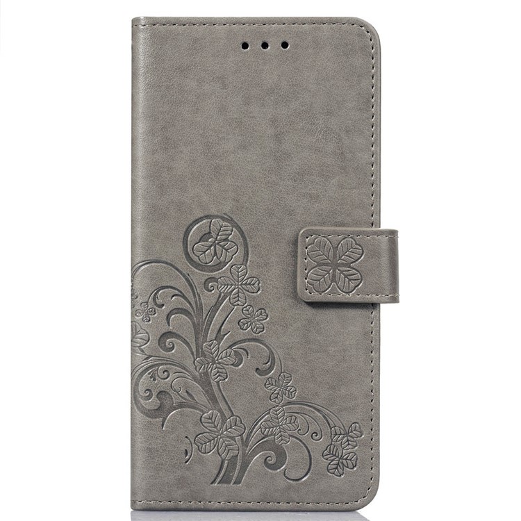 Imprint Clover Pattern Leather Wallet Phone Cover for Huawei Mate 20 Lite - Grey-2