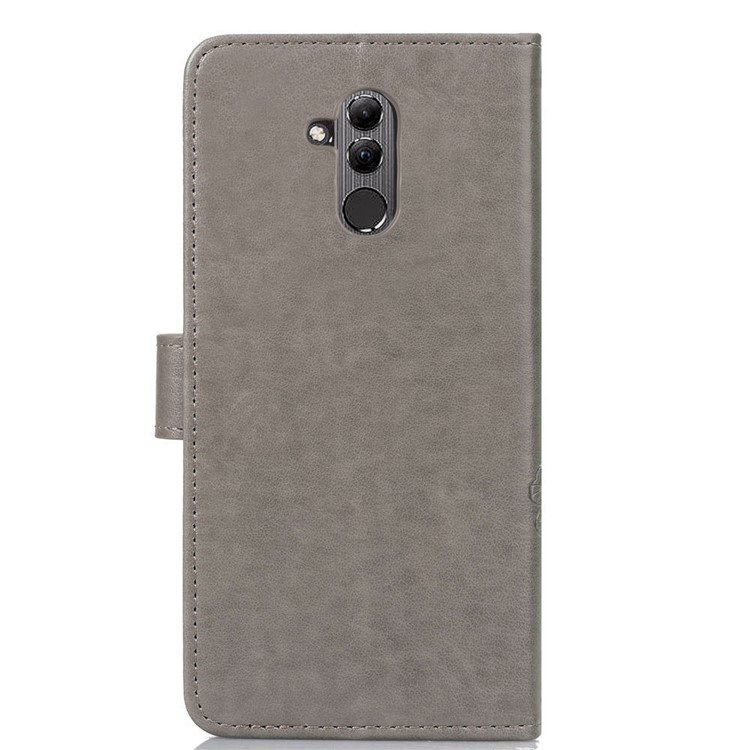 Imprint Clover Pattern Leather Wallet Phone Cover for Huawei Mate 20 Lite - Grey-3