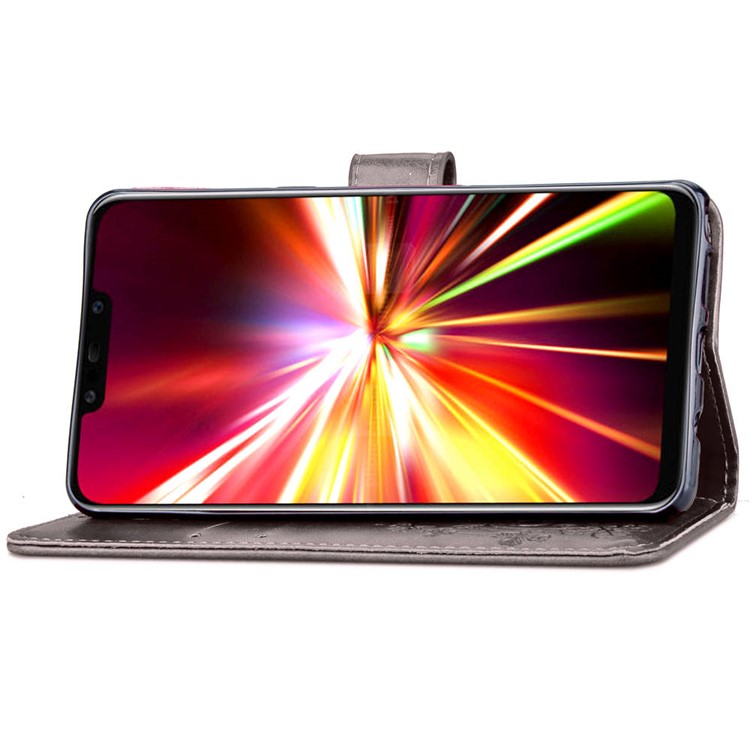 Imprint Clover Pattern Leather Wallet Phone Cover for Huawei Mate 20 Lite - Grey-5