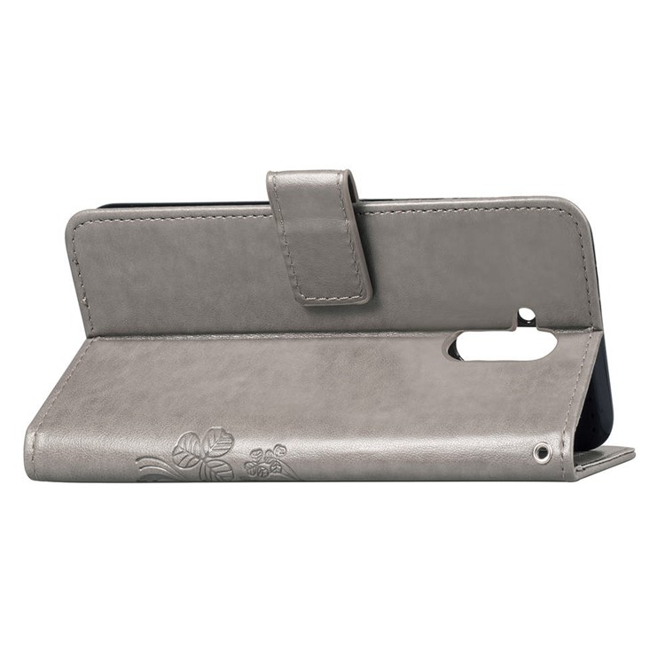 Imprint Clover Pattern Leather Wallet Phone Cover for Huawei Mate 20 Lite - Grey-6
