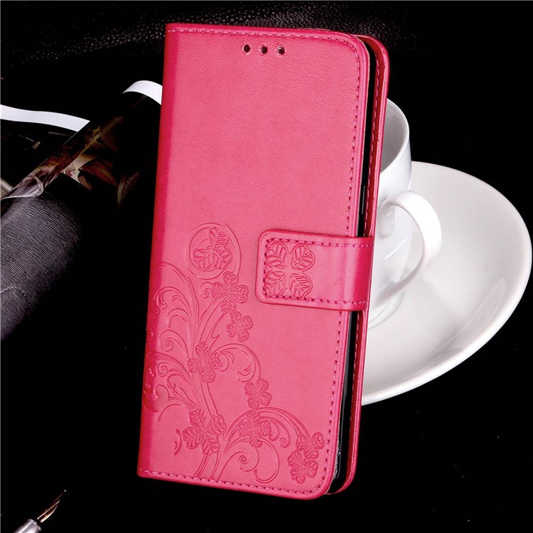 Imprint Clover Pattern Leather Flip Phone Shell for Huawei Mate 20 Lite - Rose-10