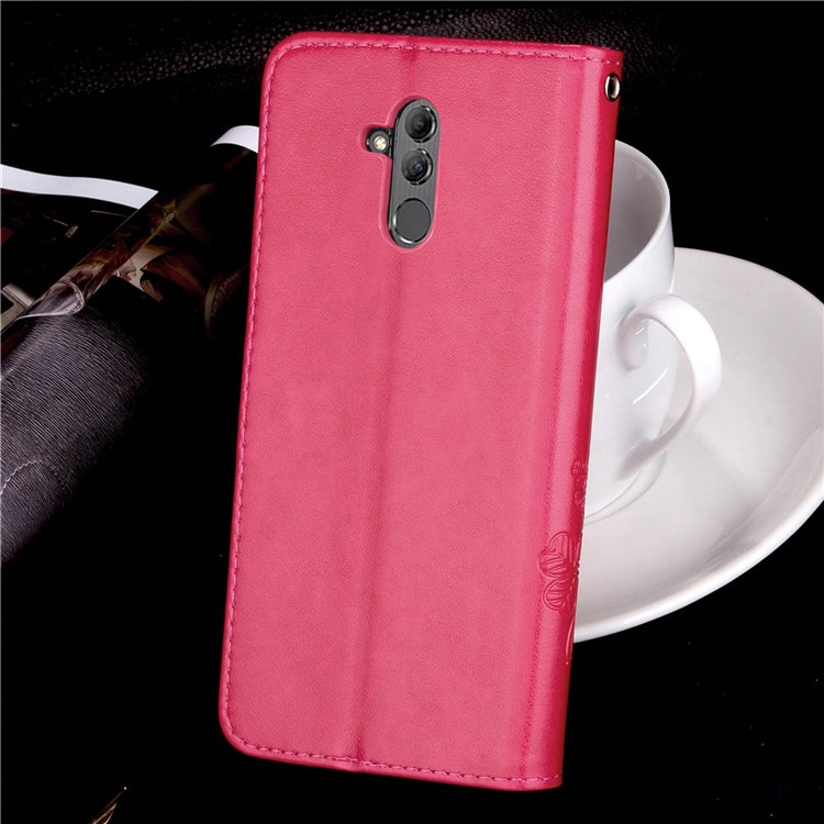 Imprint Clover Pattern Leather Flip Phone Shell for Huawei Mate 20 Lite - Rose-11