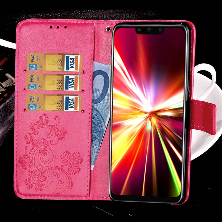 Imprint Clover Pattern Leather Flip Phone Shell for Huawei Mate 20 Lite - Rose-12