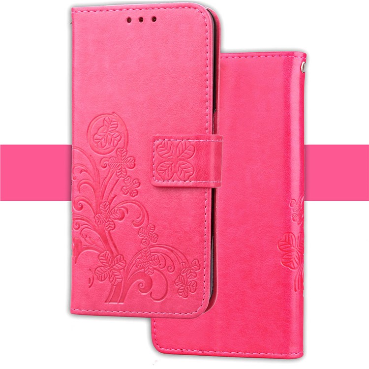 Imprint Clover Pattern Leather Flip Phone Shell for Huawei Mate 20 Lite - Rose-9
