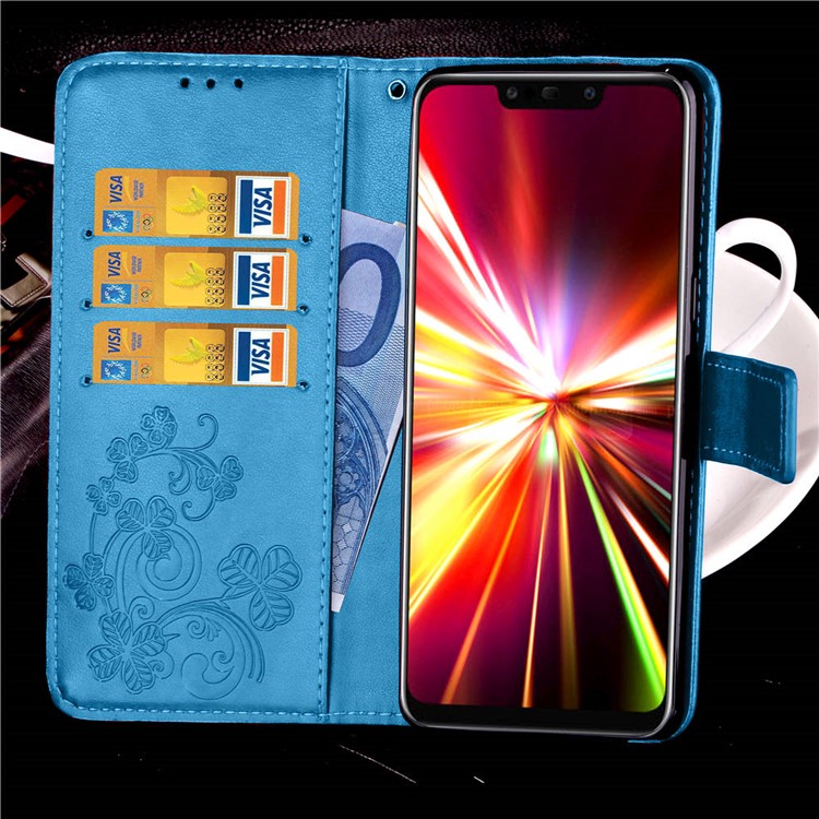 Imprint Clover Pattern Magnetic Leather Mobile Case for Huawei Mate 20 Lite - Blue-11