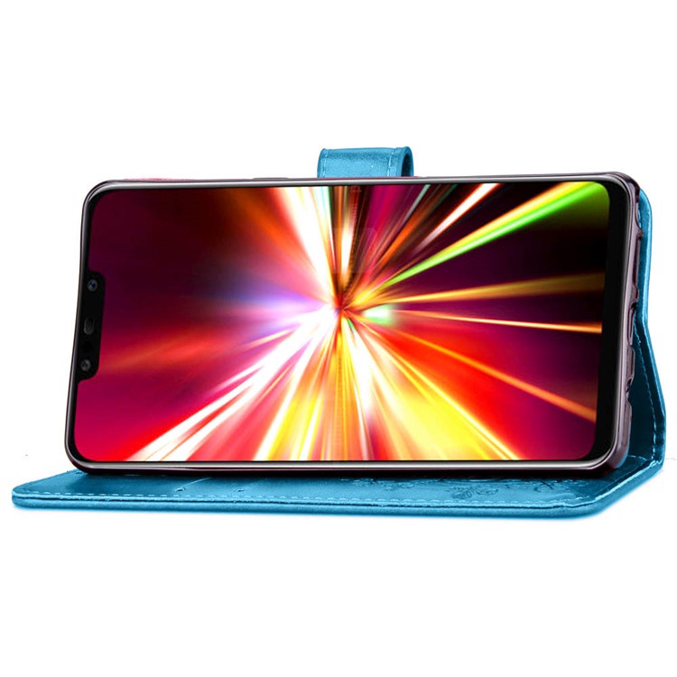 Imprint Clover Pattern Magnetic Leather Mobile Case for Huawei Mate 20 Lite - Blue-6