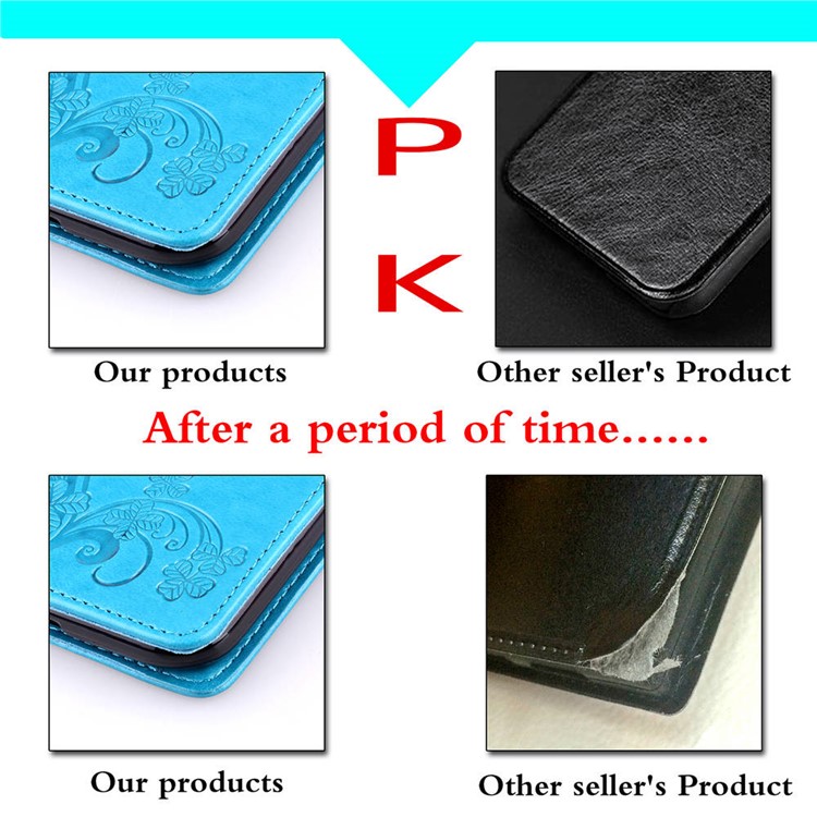 Imprint Clover Pattern Magnetic Leather Mobile Case for Huawei Mate 20 Lite - Blue-7