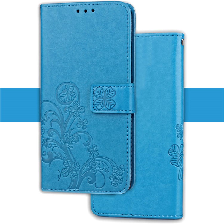 Imprint Clover Pattern Magnetic Leather Mobile Case for Huawei Mate 20 Lite - Blue-8