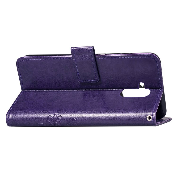 Imprint Clover Pattern Leather Cellphone Case with Stand for Huawei Mate 20 Lite - Purple-5