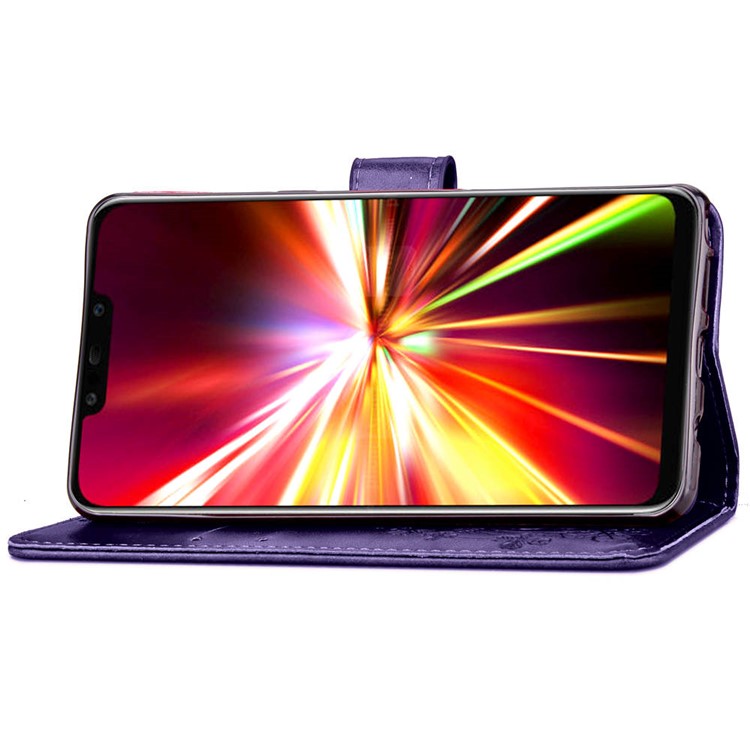 Imprint Clover Pattern Leather Cellphone Case with Stand for Huawei Mate 20 Lite - Purple-6