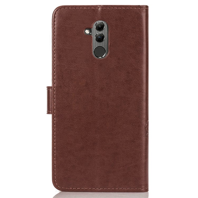 Imprint Clover Pattern Leather Wallet Protective Shell for Huawei Mate 20 Lite - Brown-3