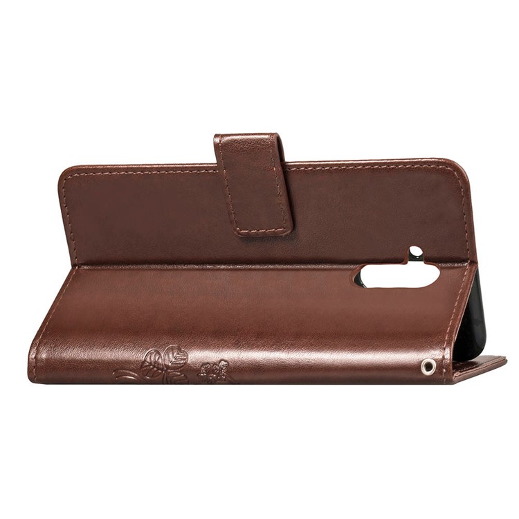 Imprint Clover Pattern Leather Wallet Protective Shell for Huawei Mate 20 Lite - Brown-5