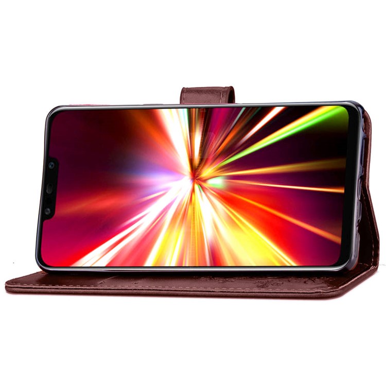 Imprint Clover Pattern Leather Wallet Protective Shell for Huawei Mate 20 Lite - Brown-6