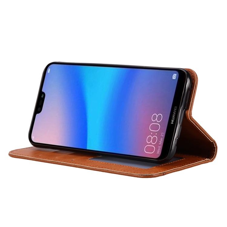 For Huawei Honor 8X Auto-absorbed Flip Leather [Wallet Stand] Phone Case - Brown-6