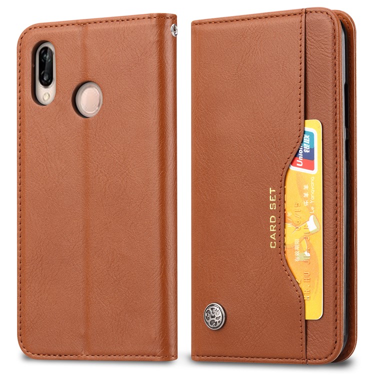 For Huawei Honor 8X Auto-absorbed Flip Leather [Wallet Stand] Phone Case - Brown-9