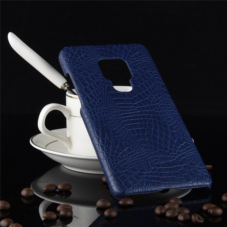 Crocodile Texture PU Leather Coated Hard Protection Case for Huawei Mate 20 X - Dark Blue-2