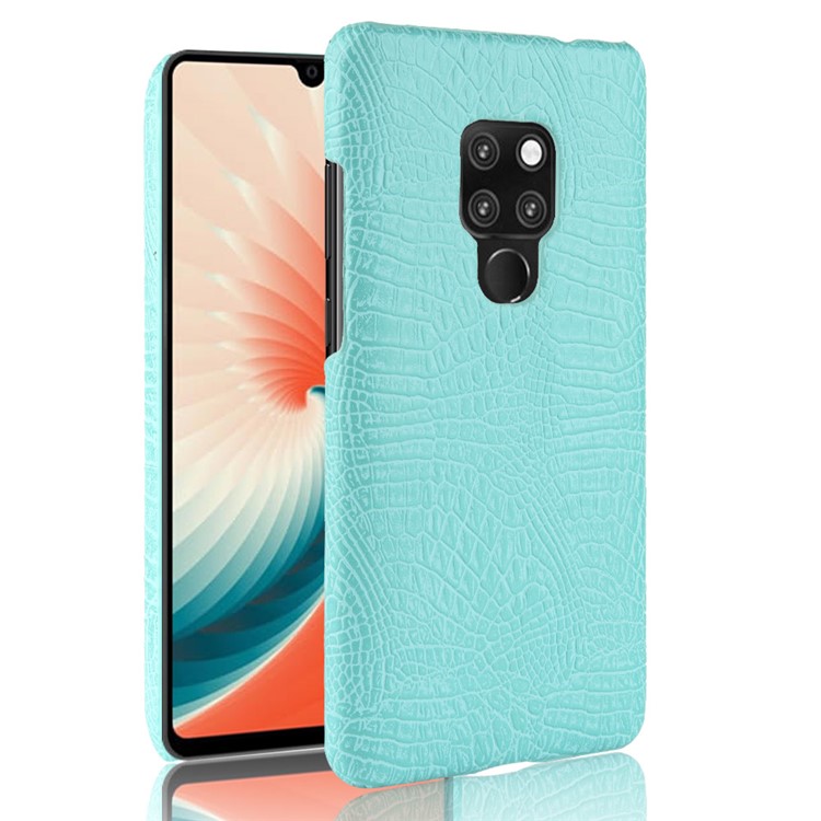 Crocodile Texture PU Leather Coated Hard Mobile Phone Case for Huawei Mate 20 X - Cyan-1