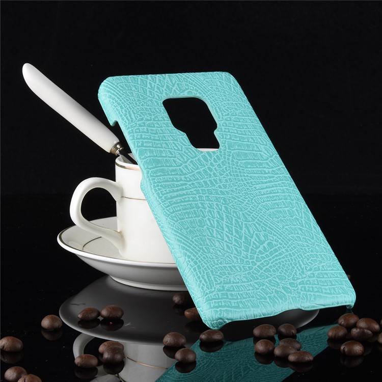 Crocodile Texture PU Leather Coated Hard Mobile Phone Case for Huawei Mate 20 X - Cyan-2