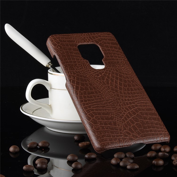 Crocodile Texture PU Leather Coated Hard Case Accessory for Huawei Mate 20 X - Coffee-2