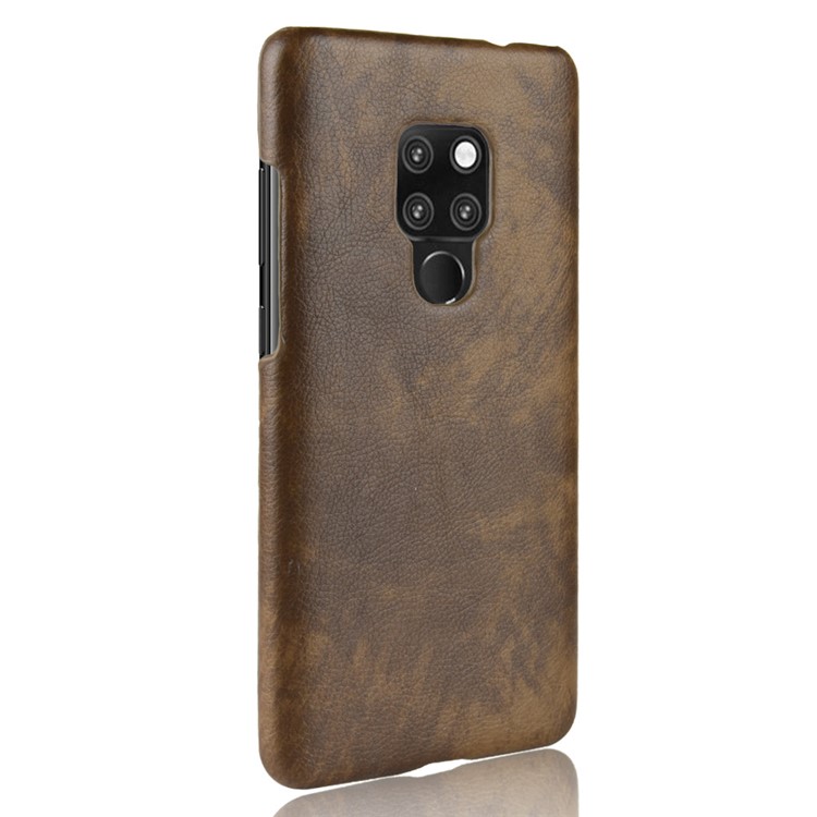 Litchi Skin Leather Coated Hard PC Case Phone Cover for Nokia 7.1 - Coffee-4