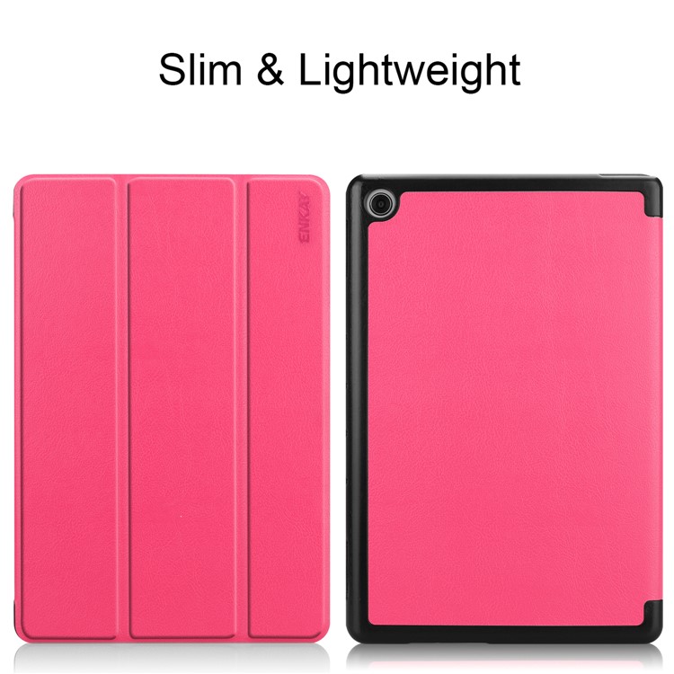 ENKAY PU Leather Smart Tablet Cover with Tri-fold Stand for Huawei MediaPad M5 lite 10 - Rose-2