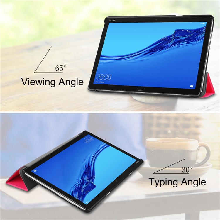 ENKAY PU Leather Smart Tablet Cover with Tri-fold Stand for Huawei MediaPad M5 lite 10 - Rose-4