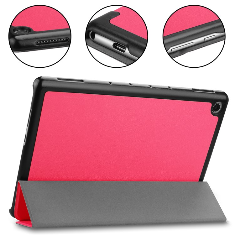 ENKAY PU Leather Smart Tablet Cover with Tri-fold Stand for Huawei MediaPad M5 lite 10 - Rose-6