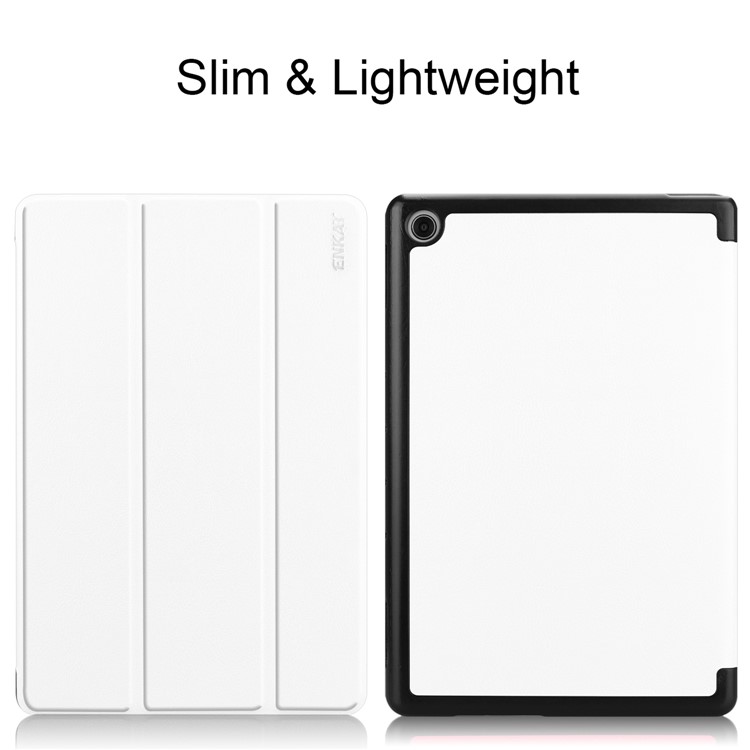 ENKAY PU Leather Smart Tablet Shell with Tri-fold Stand for Huawei MediaPad M5 lite 10 - White-2